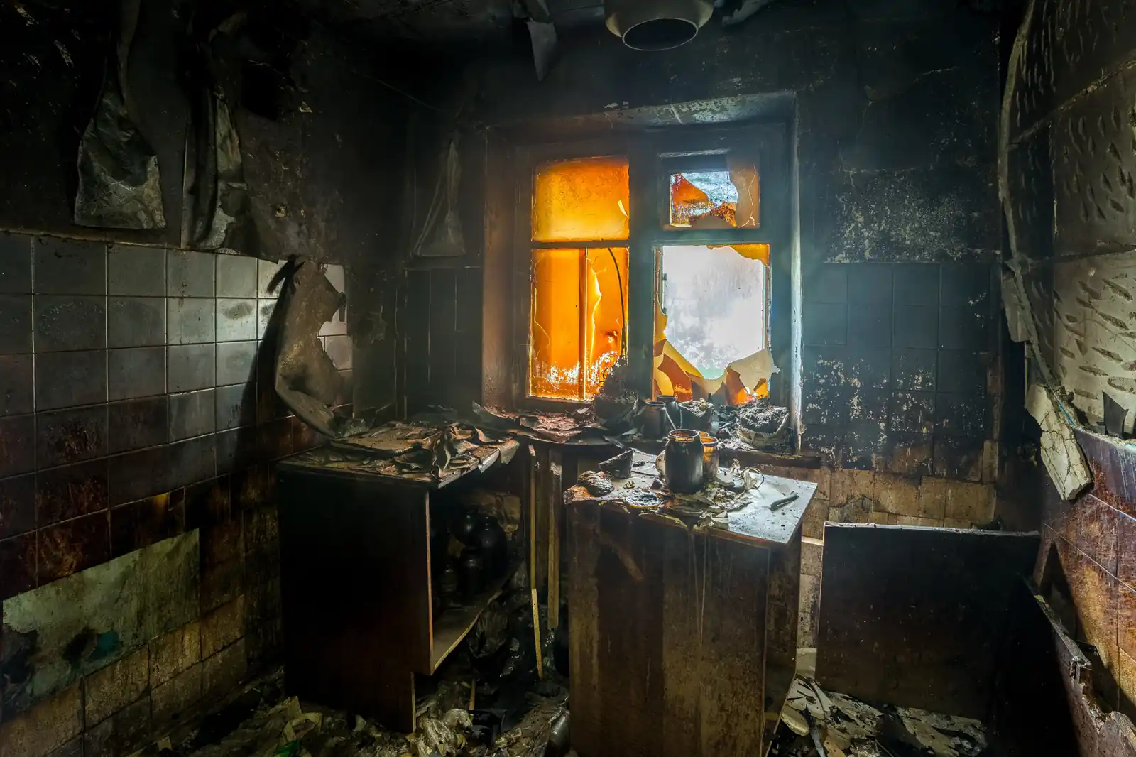 Fire damage restoration crew responding to a house fire in Chula Vista, CA near 91909